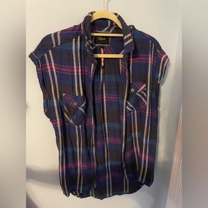 SOLD Rails x Free People Short Sleeve Plaid Flannel Shirt, Small